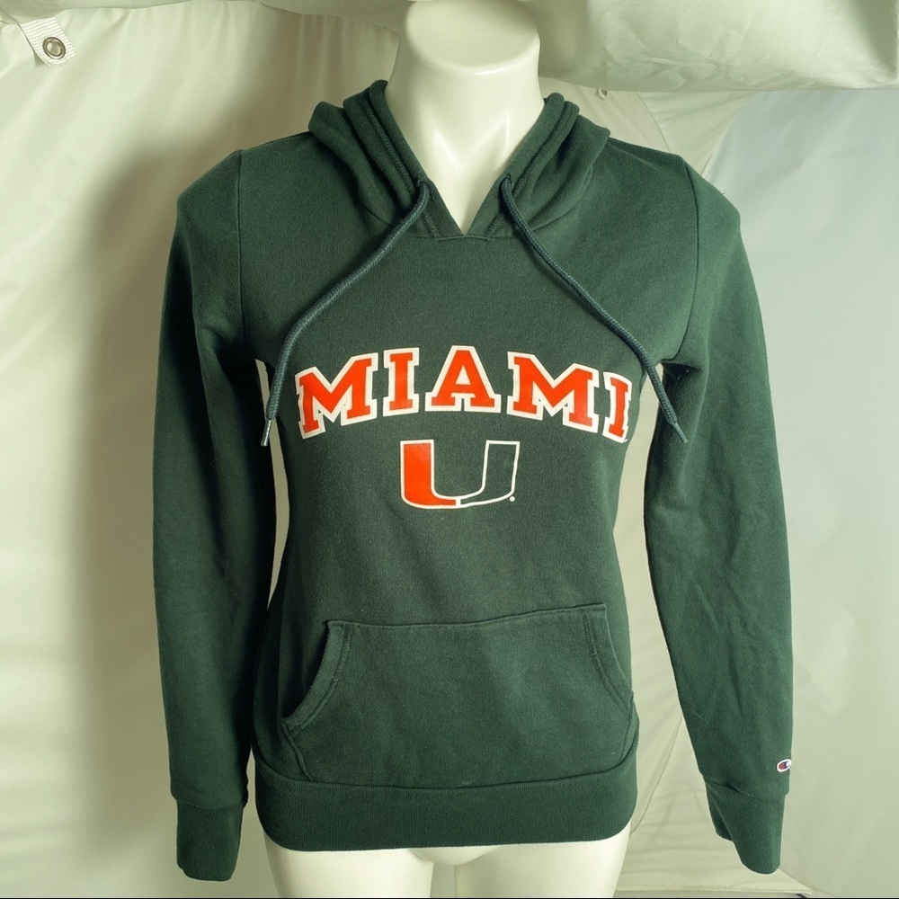 Champion Miami University green and orange logo front pocket hoodie XS